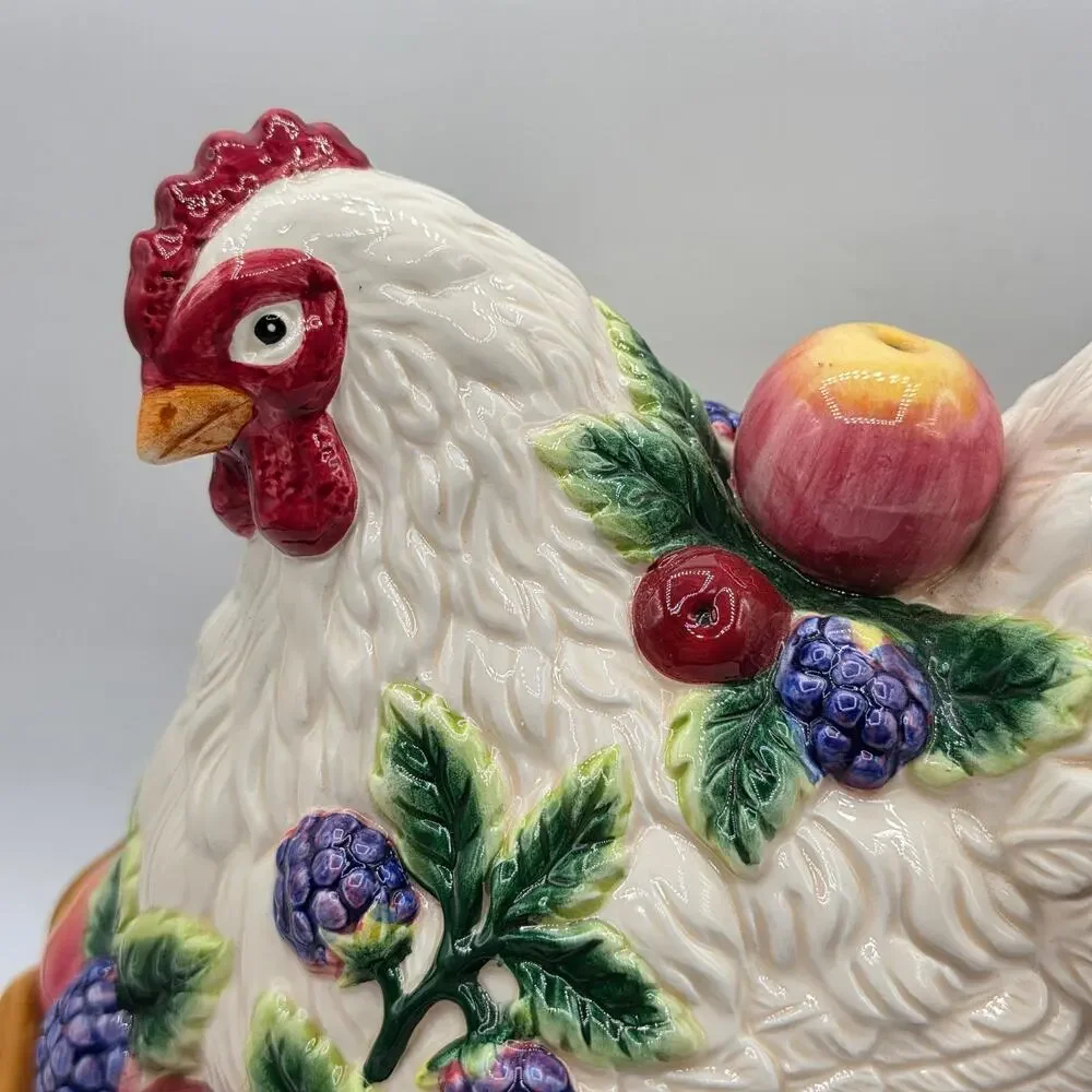 Fitz and Floyd Country Gourmet Hen Chicken Cookie Jar VTG AS IS / READ